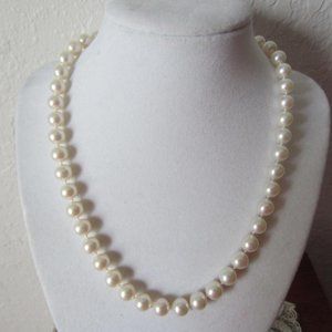 17" Laguna Pearl, 14K White Gold 8-9mm White Pearl Strand, AAA Quality-CoA--NWOT
